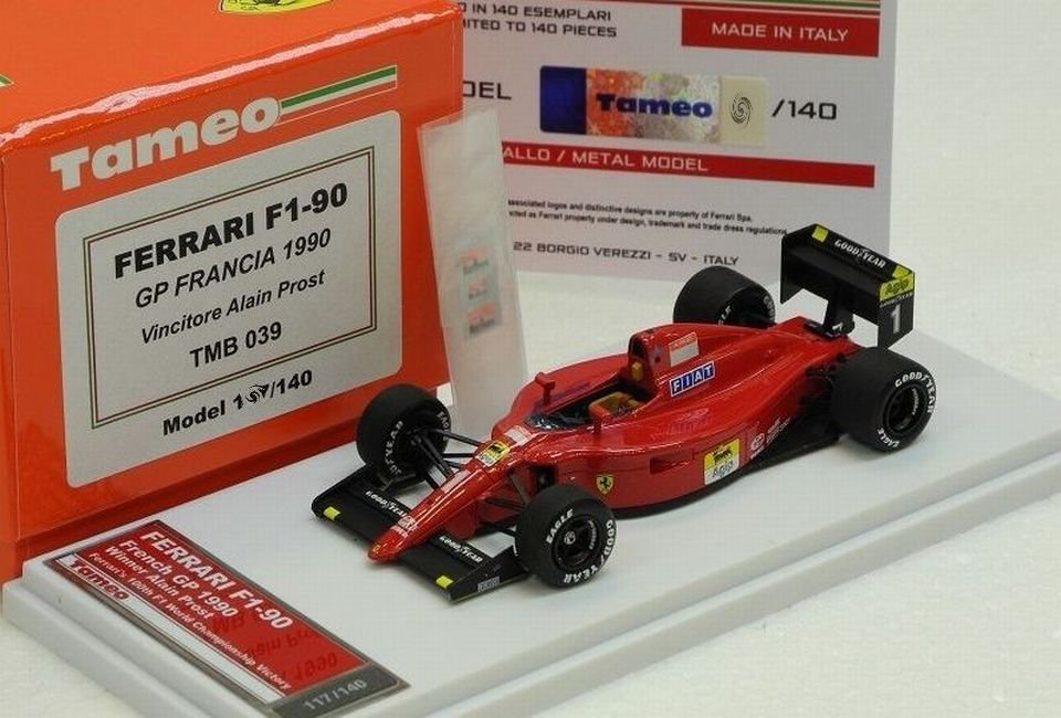 1/43 TAMEO FERRARI F1-90 French GP 1990 Winner Alain Prost - 【MR BBR MakeUp  LOOKSMART D&Gなどのミニカー専門店】 ヴェルデ