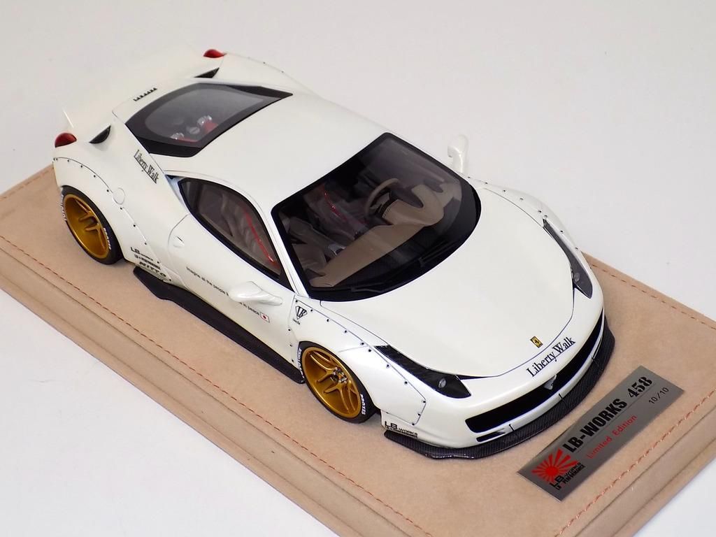 1/18 Ferrari 458 Liberty Walk LB Performance White Gold Wheels