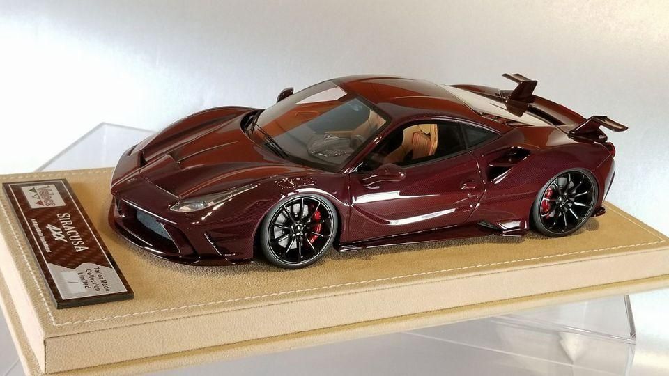 1/18 Veloce Ferrari 488 4XX SIRACUSA Mansory Wine Red Carbon