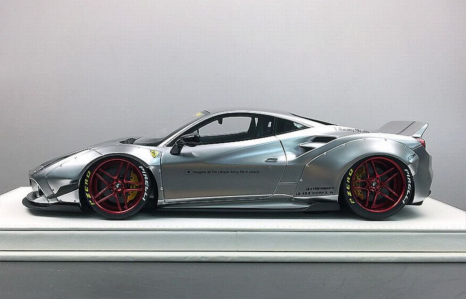 1/18 Ferrari 488 Liberty Walk LB Performance Chrome Silver - 【MR