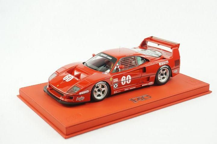 1/18 BBR Ferrari F40 LM IMSA j.Alesi race car# 60 set on red deluxe leather  base - 【MR BBR MakeUp LOOKSMART D&Gなどのミニカー専門店】 ヴェルデ