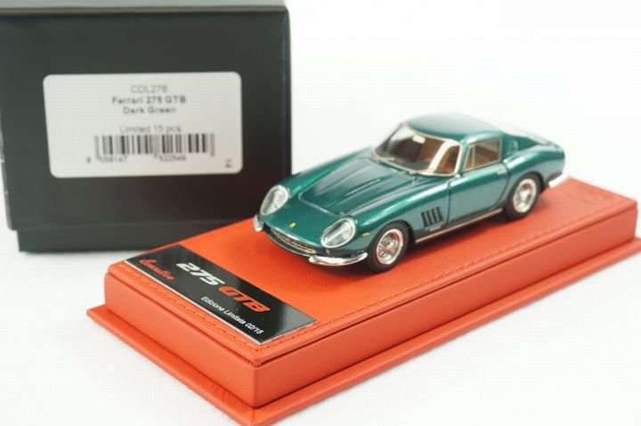 1/43 BBR Ferrari 275 GTB Dark green set on red deluxe leather base - 【MR  BBR MakeUp LOOKSMART Du0026Gなどのミニカー専門店】 ヴェルデ　