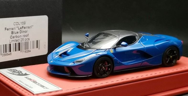 1/43 BBR FERRARI LAFERRARI DINO BLUE DELUXE RED LEATHER BASE