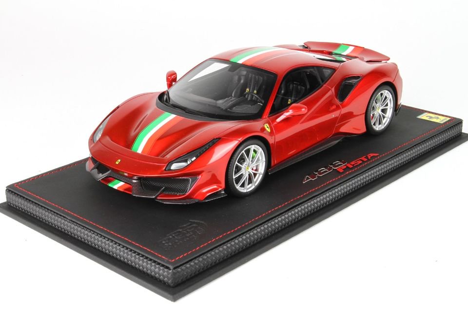 1/18 BBR Ferrari 488 Pista Rosso Fuoco with Italian flag - 【MR