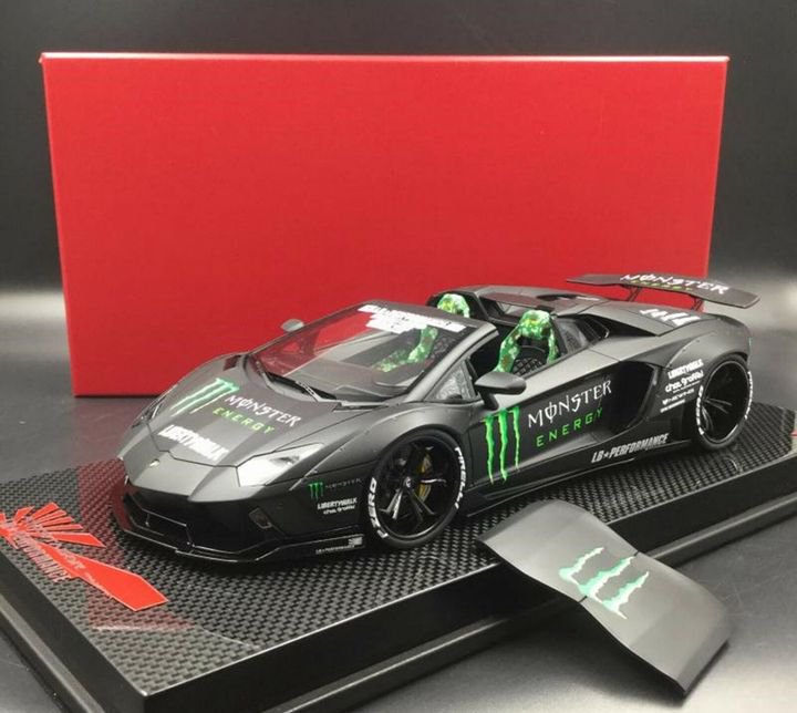 1/18 Super A Aventador LB Works Monster Energy Matte Black - 【MR BBR MakeUp  LOOKSMART D&Gなどのミニカー専門店】 ヴェルデ