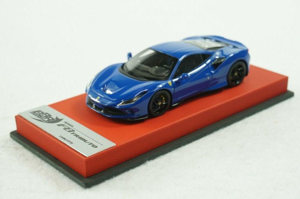 1/43 BBR Ferrari F8 Tributo azzurro dino blue red leather base