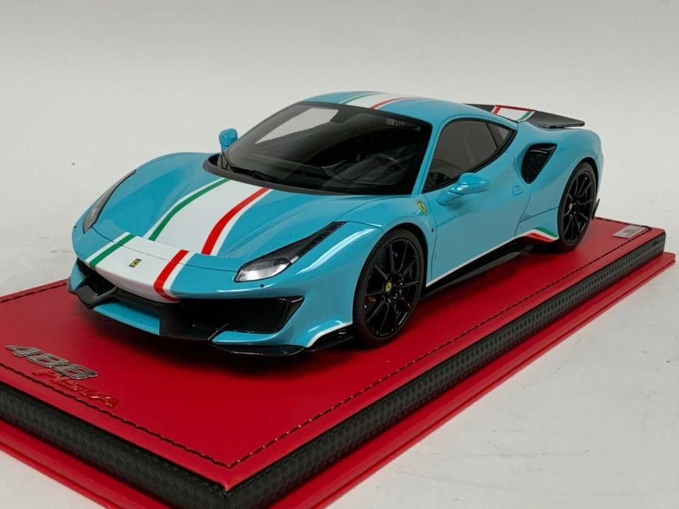 1/18 MR Ferrari 488 Pista Piloti Baby Blue Leather Base - 【MR BBR MakeUp  LOOKSMART D&Gなどのミニカー専門店】 ヴェルデ