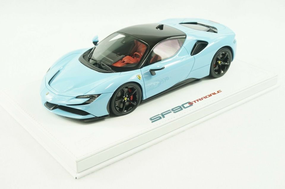 1/18 BBR FERRARI SF90 STRADALE AZZURRO LA PLATA DELUXE WHITE LEATHER BASE -  【MR BBR MakeUp LOOKSMART D&Gなどのミニカー専門店】 ヴェルデ