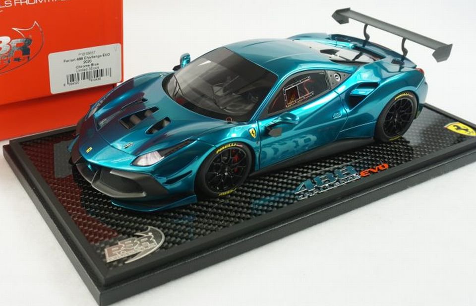 1/18 BBR Ferrari 488 challenge evo 2020 chrome blue set on carbon