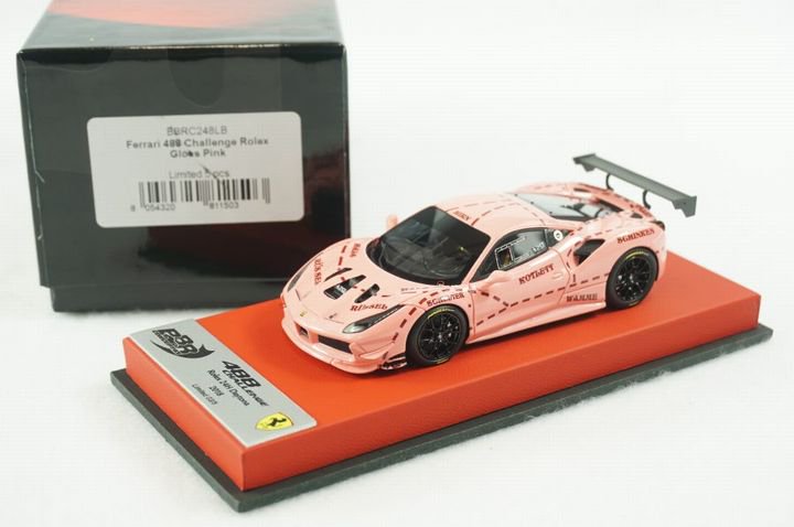 1/43 BBR Ferrari 488 challenge rolex gloss pink set on red leather base -  【MR BBR MakeUp LOOKSMART D&Gなどのミニカー専門店】 ヴェルデ