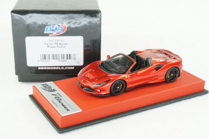 1/43 BBR Ferrari F8 Tributo spider rosso fuoco set on red leather base -  【MR BBR MakeUp LOOKSMART D&Gなどのミニカー専門店】 ヴェルデ