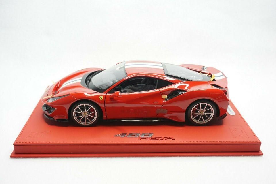 1/18 BBR Ferrari 488 Pista rosso corsa with stripes in open