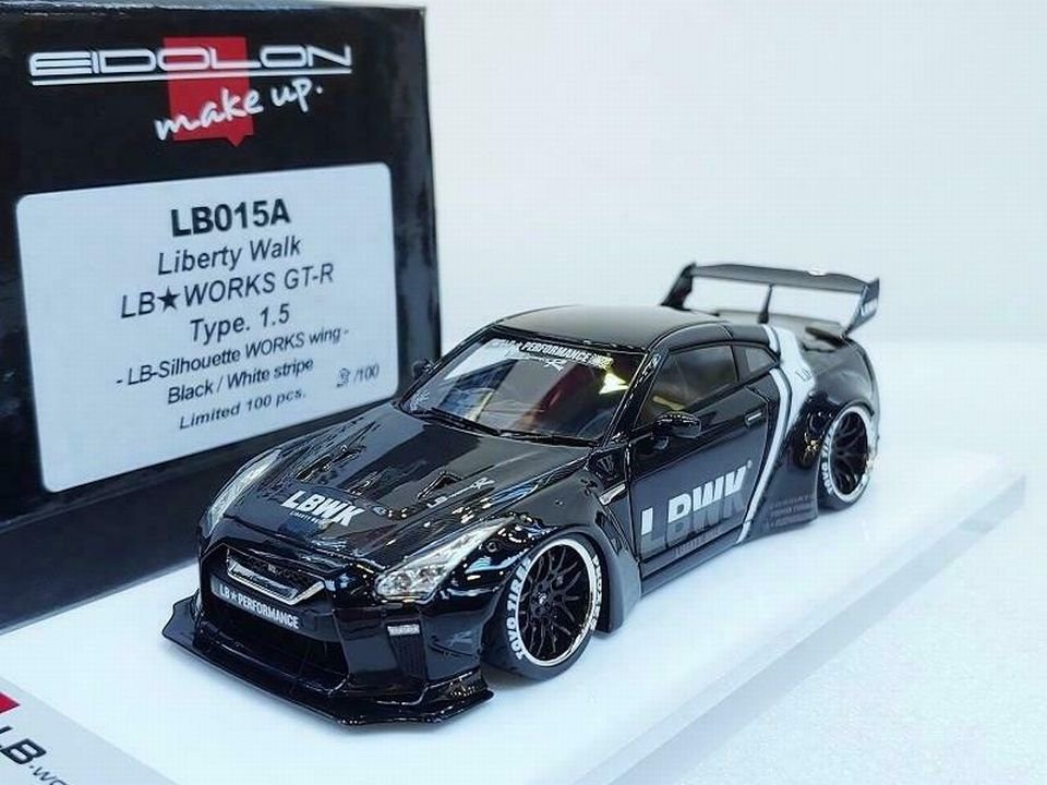 1/43 Make Up LB WORKS R35 GT-R Type 1.5 LB-Silhouette Wing Black - 【MR BBR  MakeUp LOOKSMART D&Gなどのミニカー専門店】 ヴェルデ