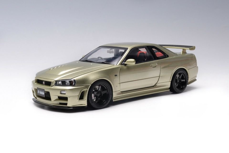 1/18 Motorhelix Nissan Skyline GT-R（R34）Z-Tune Nismo Metallic Green - 【MR  BBR MakeUp LOOKSMART D&Gなどのミニカー専門店】 ヴェルデ