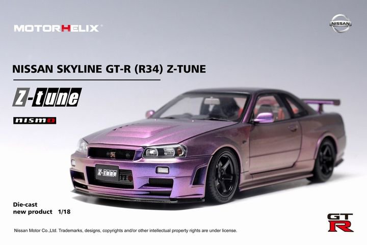 1/18 Motorhelix Nissan Skyline GT-R ( R34 ) Z-Tune Nismo Purple - 【MR BBR  MakeUp LOOKSMART D&Gなどのミニカー専門店】 ヴェルデ