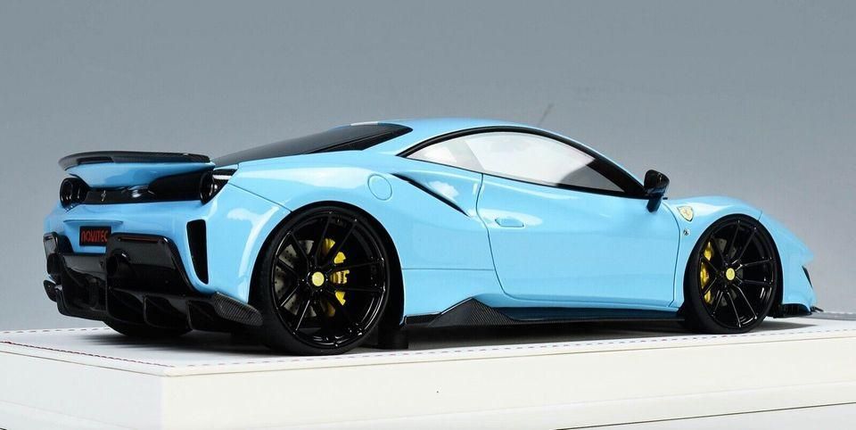 1/18 Ivy Models Ferrari 488 Pista Novitec in Baby Blue white