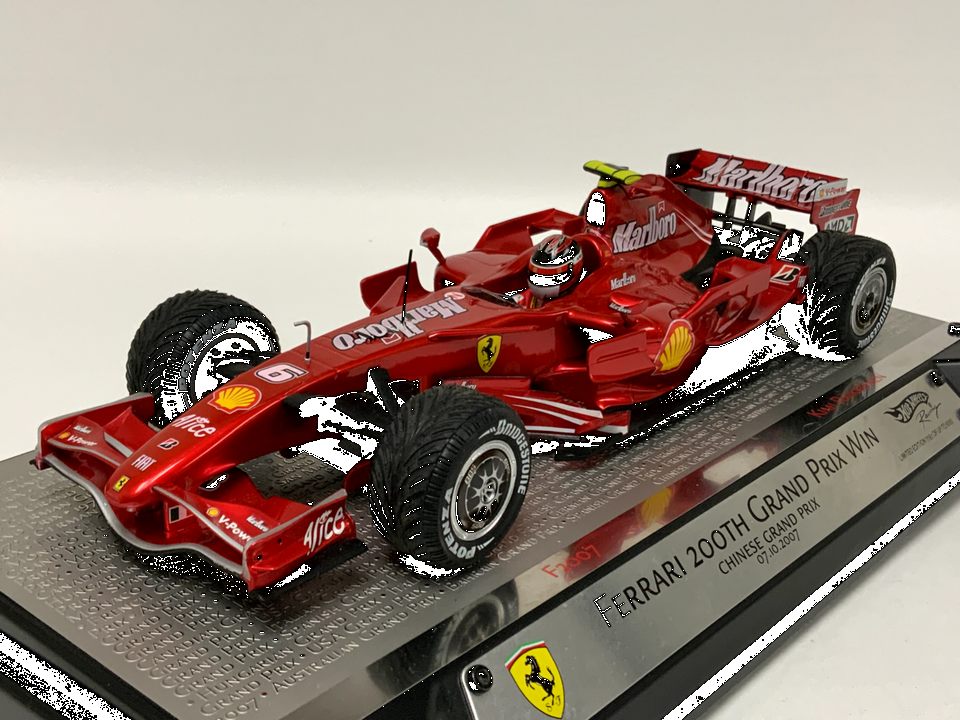 1/18 Hotwheels Ferrari F2007 Kimi Raikkonen Chinese GP Ferrari's 200th GP  win - 【MR BBR MakeUp LOOKSMART D&Gなどのミニカー専門店】 ヴェルデ