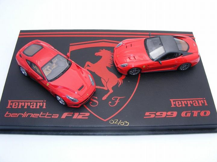 1/43 Ferrari F12 Berlinetta & 599 GTO in Rosso Cors - 【MR BBR 