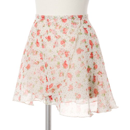 バレエ巻きスカート│白い花柄のシフォン大人用バレエ巻きスカート（フリーサイズ）のバレエ用品通販