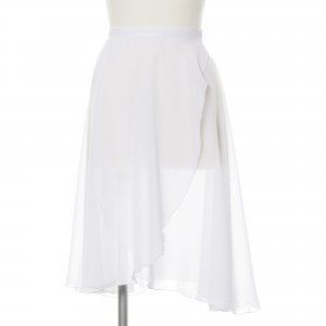 バレエ巻きスカート│白のシンプルなロング丈大人用バレエスカート(L)のバレエ用品通販
