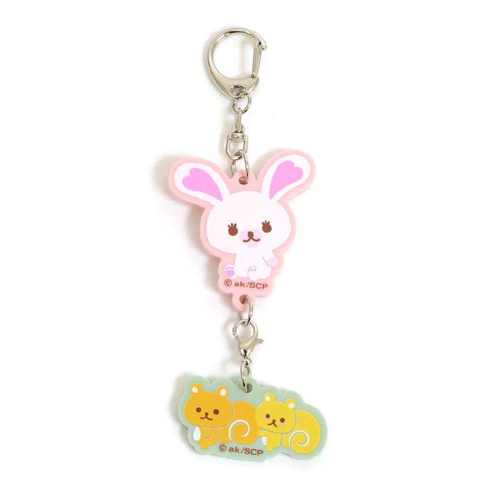 2連カラーアクリルキーホルダー（モフィ&リースー）MO - うさぎ
