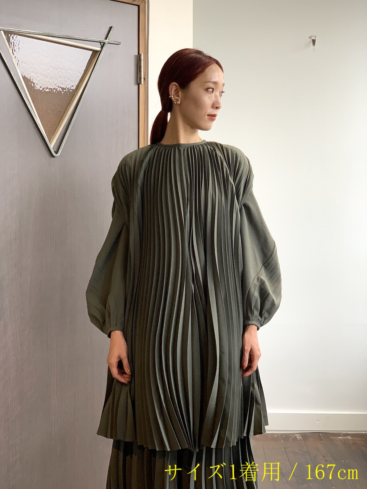 Mame Kurogouchi カーキ　ワンピース　ドレス　　サイズ1着丈116センチ