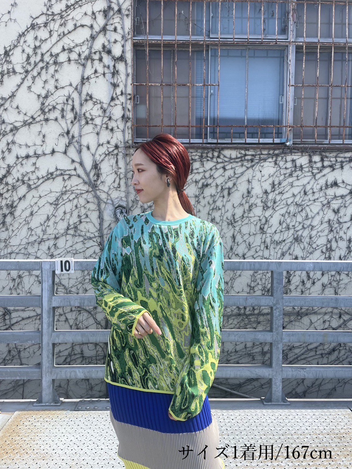 TAAKK ターク JACQUARD KNIT (ホワイト×ブルー)-