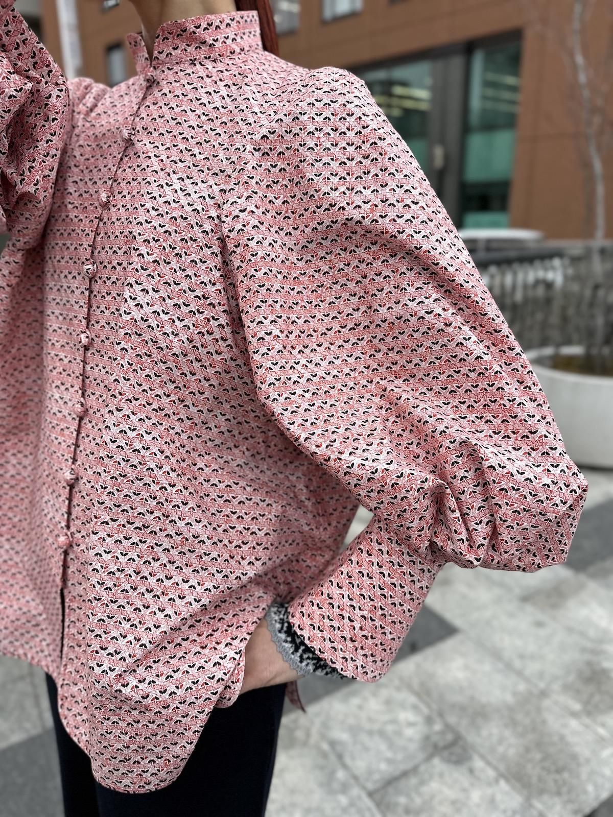 マメクロゴウチ Crane Pattern Hand Printed Shirt-