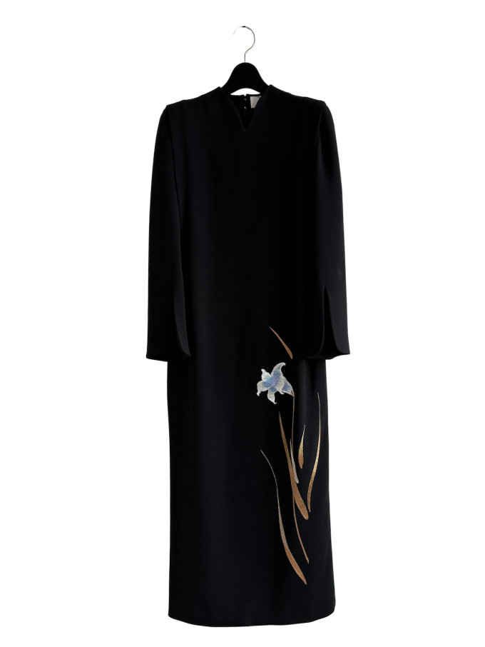 『Mame Kurogouchi』フローラル刺繍ドレス／Triacetate Floral Embroidery Dress