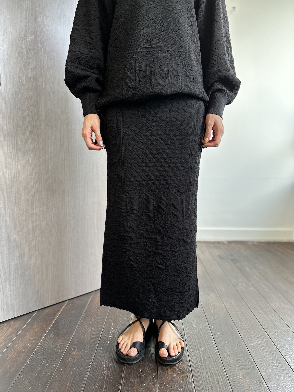 mame kurogouchi Wrapping Knit Skirt スカートGREEN素材