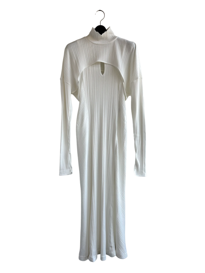 『Mame Kurogouchi』ランダムリブ2wayドレス／Random Ribbed Organic Cotton 2way Dress (ホワイト)