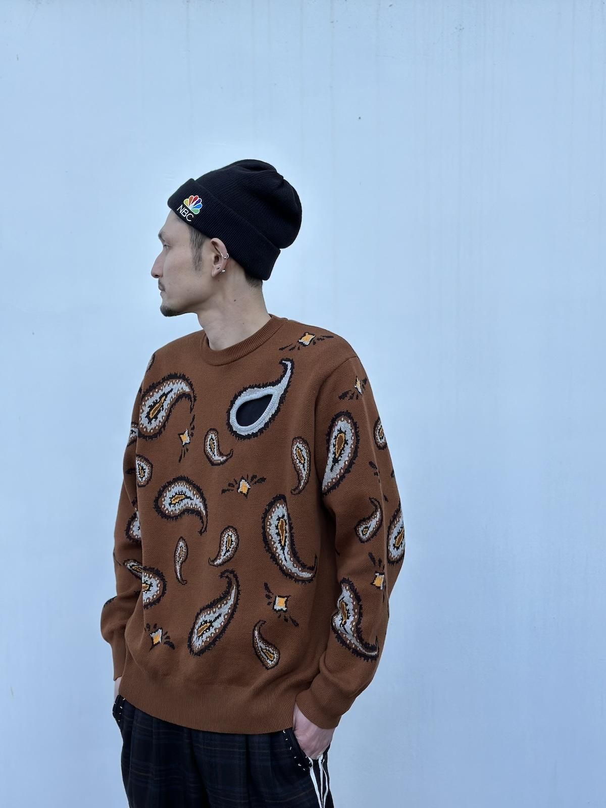 COMESANDGOES | 3 COLOR KNIT / BLACK×YELLOW×WINE ウール3