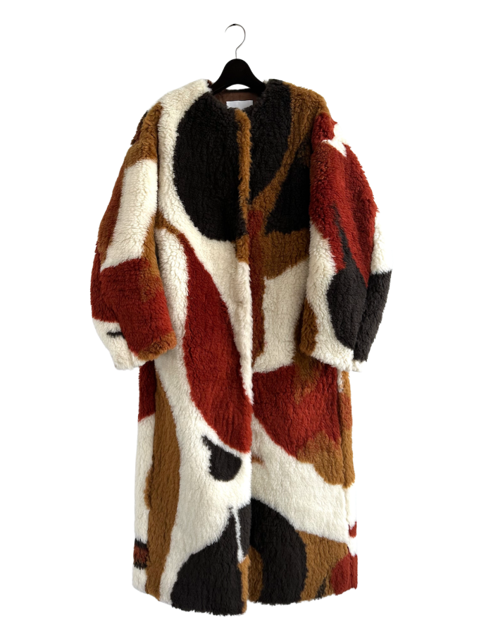 『Mame Kurogouchi』スライバーニットウールIラインコート／Sliver Knitted Fluffy Wool I-Line Coat