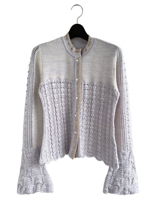 Mame KurogouchiOpenwork Pattern Knitted Cardigan