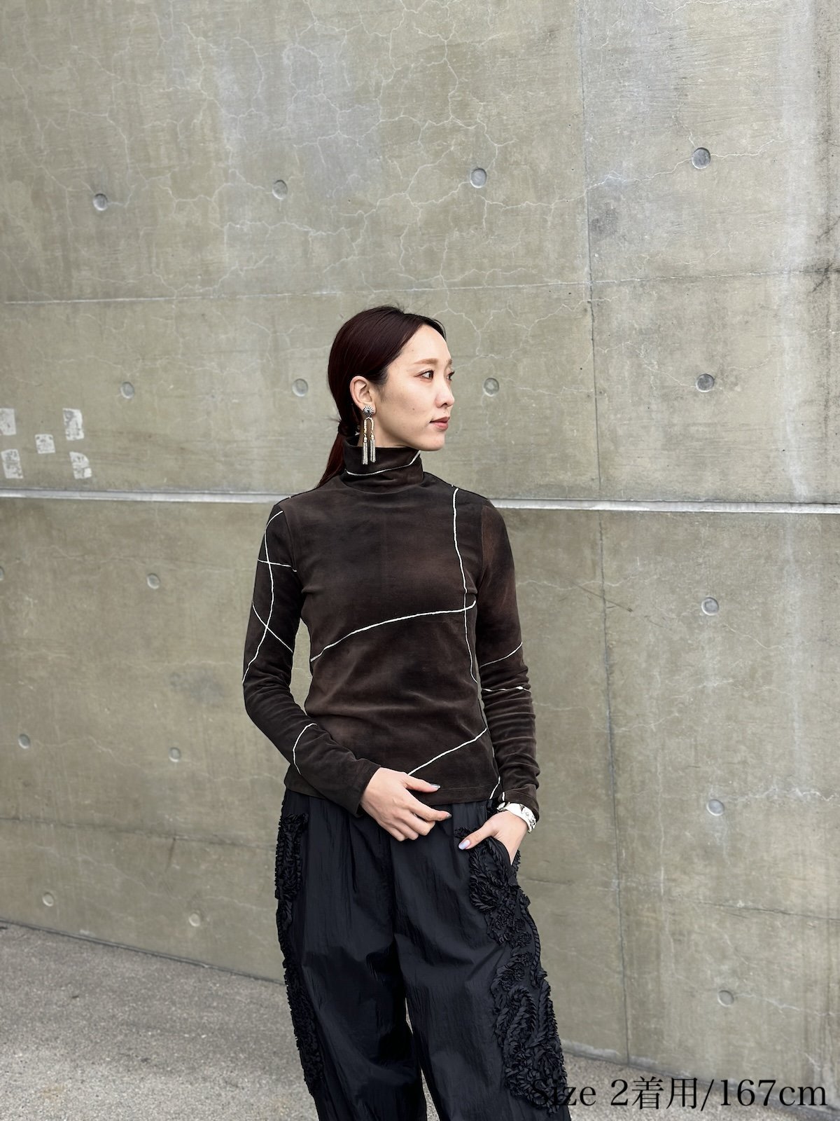 美品】 Mame Kurogouchi / マメクロゴウチ | Ribbed Velour Jersey Top / ベルト付き ベロア ジャージー  トップス 