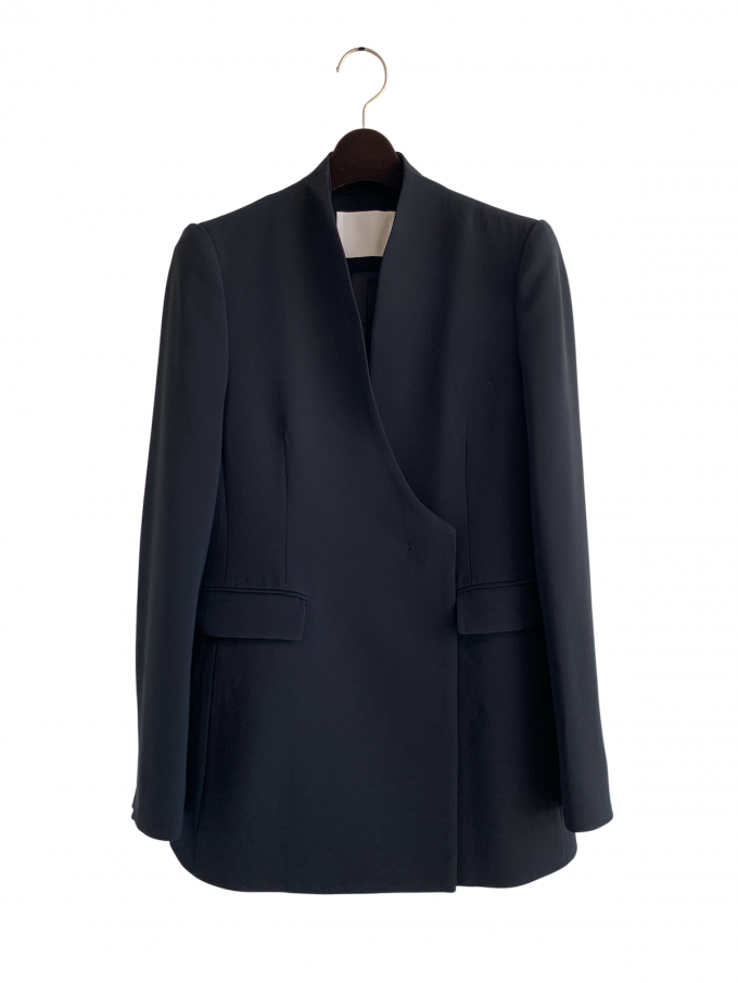 Mame KurogouchiAcetate Polyester Collarless Double Breasted Suit Jacket