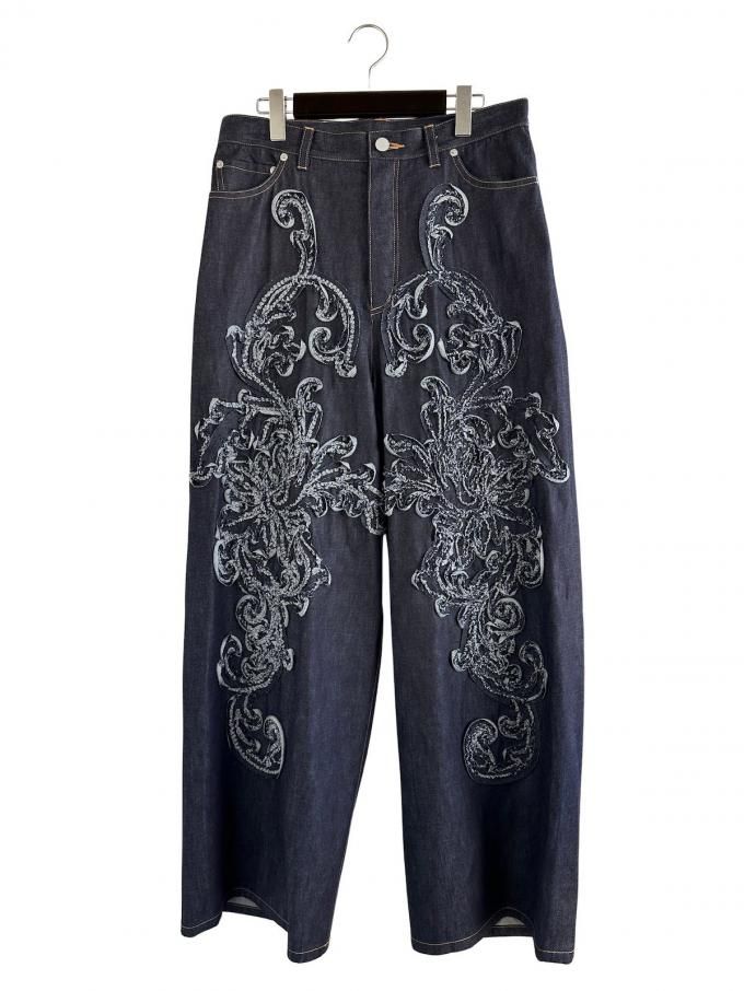 TAAKKSCULPTURE DENIM WIDE PANTS