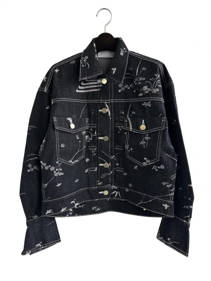 Mame KurogouchiNature Pattern Jacquard Short Denim Jacket