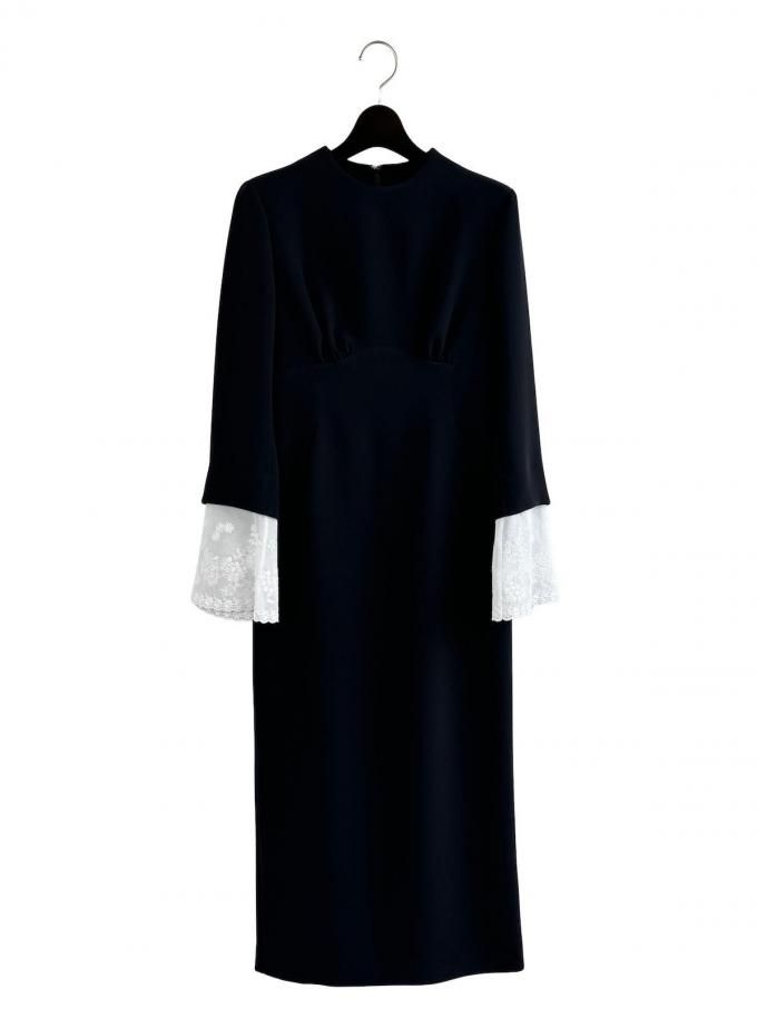 Mame KurogouchiTriacetate Georgette Embroidered Cuffs I-Line Dress (֥å)