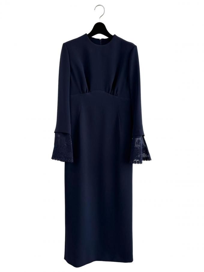 Mame KurogouchiTriacetate Georgette Embroidered Cuffs I-Line Dress (ͥӡ)