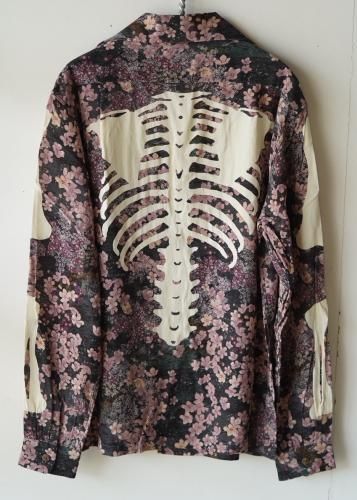 25SS キャピタル レーヨン 桜BONEpt ラングルカラー開襟シャツ KAPITAL - レーヨン 桜BONEpt ラングルカラー開襟シャツ - BLUE NEON