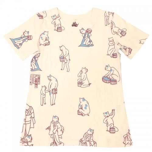 和柄tシャツ 湯汲み猫 White Navy Blue 着物 和雑貨の通販なら きものふくしま へ 和柄tシャツ 湯汲み猫 White Navy Blue 着物 和雑貨の通販なら きものふくしま へ