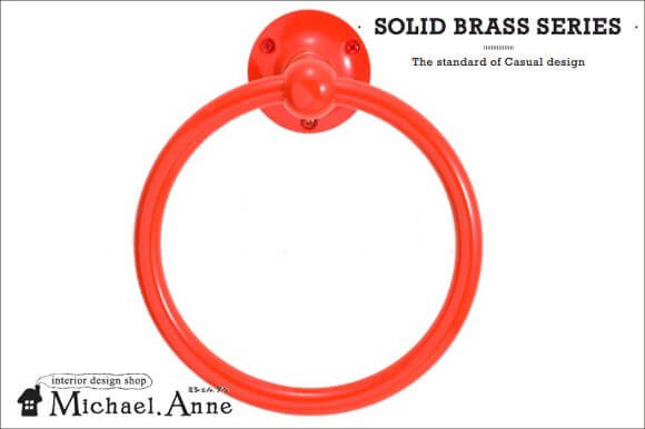 Solid Brassシリーズ<br>真鍮製タオルリング<br>（60sオレンジ仕上げ）<br>【G-TR-640430】