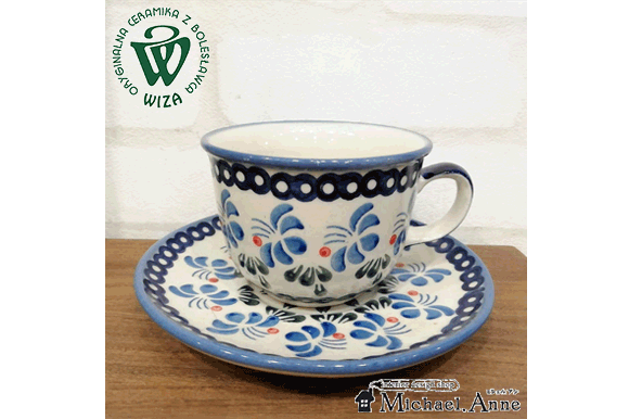 Polish Pottery<br>カップ＆ソーサー（Ajuga）<br> 【P-CS144-159】 
