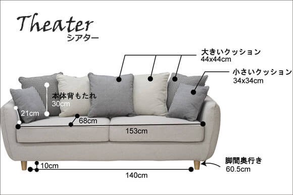 Endroit favoriTheaterシリーズ３人掛けソファ（グレー） - Interior