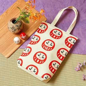 ノベルティグッズ 販促品 粗品 景品用 福だるま縦型トートバッグ
