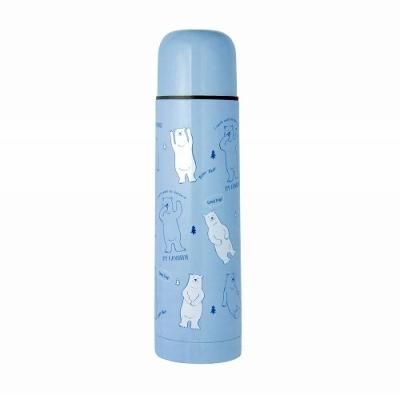 ノベルティグッズ 販促品 粗品 景品用 ステンレスボトル500ml 白くま柄 ブルー ノベルティグッズ 販促品 粗品 景品用 ステンレスボトル500ml 白くま柄 ブルー