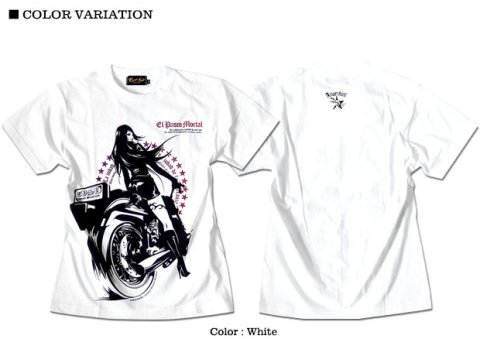 セクシー＆クールなバイクガールプリントTシャツ