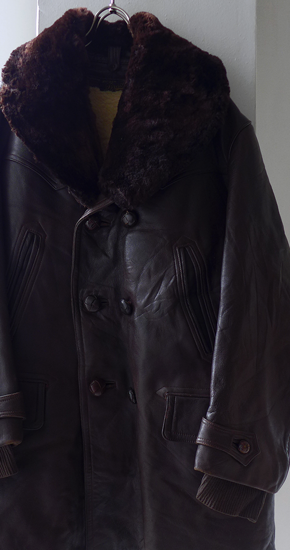 【2way】Vintage leather  car coat blackフロントポケット2