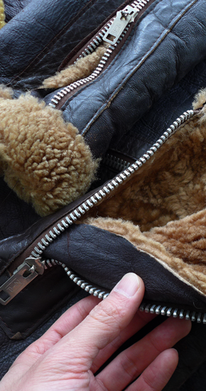 VINTAGE 1960's Unknown Leather Jacket with Mouton Lining